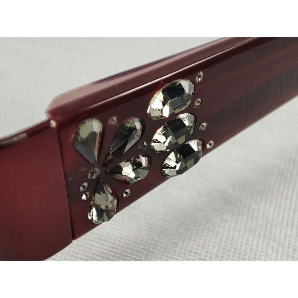 Vera Wang Ronce BU Burgundy Crystal Embellished Eyeglass Frames 54-16-137 + Case